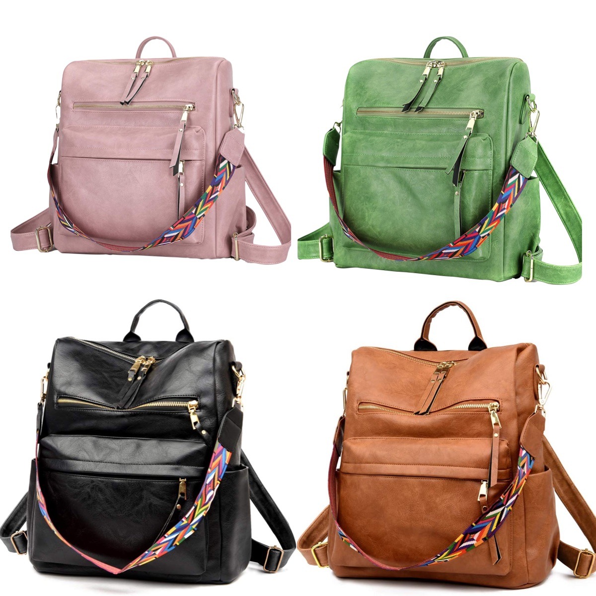 Backpack purse online with colorful strap